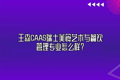 王森CAAS瑞士美食艺术与餐饮管理专业怎么样？