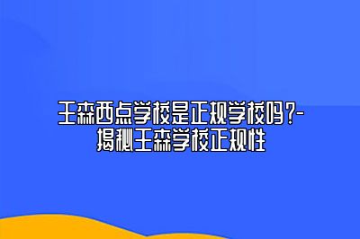 王森西点学校是正规学校吗？-揭秘王森学校正规性