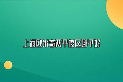 上海欧米奇两个校区哪个好