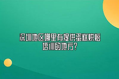 深圳地区哪里有提供蛋糕烘焙培训的地方？