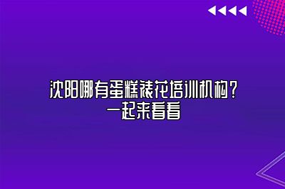 沈阳哪有蛋糕裱花培训机构？一起来看看