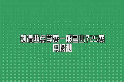 刘清西点学费一般多少？25费用揭秘