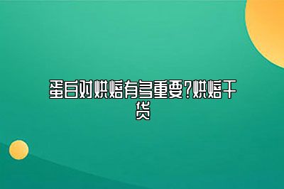 蛋白对烘焙有多重要？烘焙干货